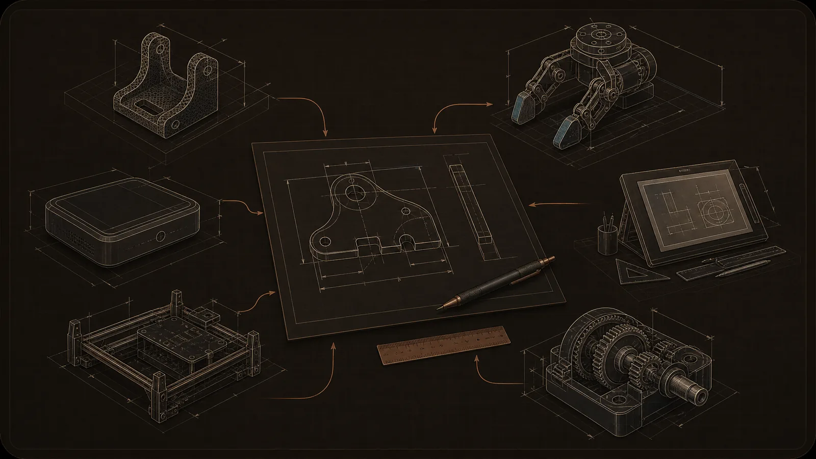 رسومات على غرار CAD مخصصة لـ 3D في مجالات الطباعة والروبوتات وتصميم المنتجات والتعليم وريادة الأعمال في مجال الأجهزة والهندسة الميكانيكية