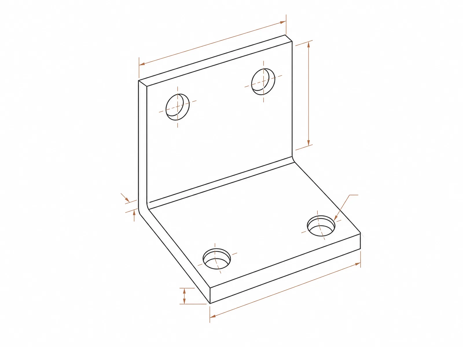 Generated CAD drawing from a bracket sketch