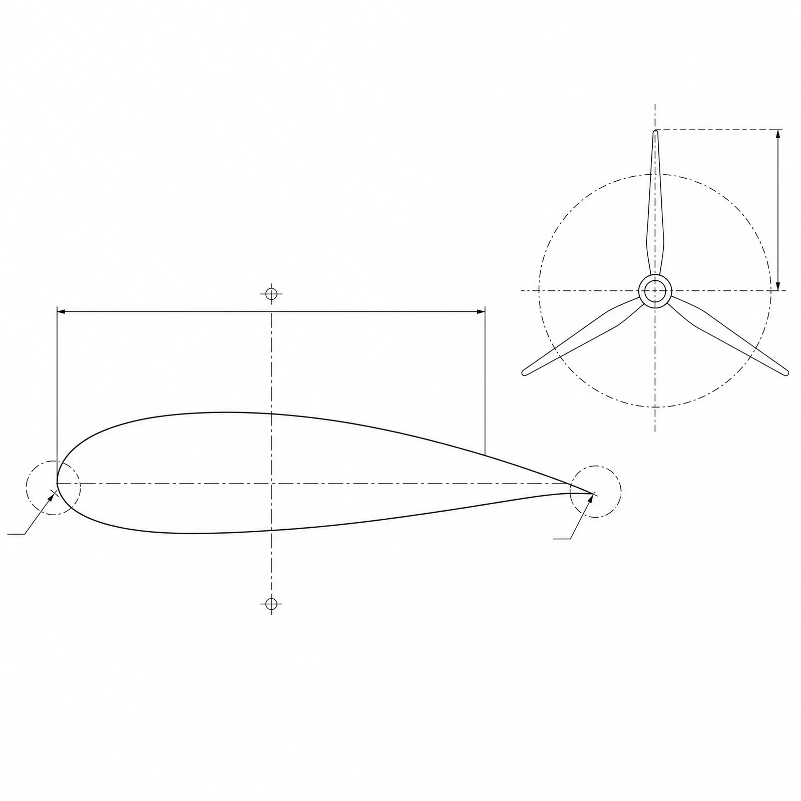 CAD-style study drawing of a turbine blade profile